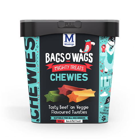Montego Chewies Tasty Beef & Veggie Twisties 120G Sachet