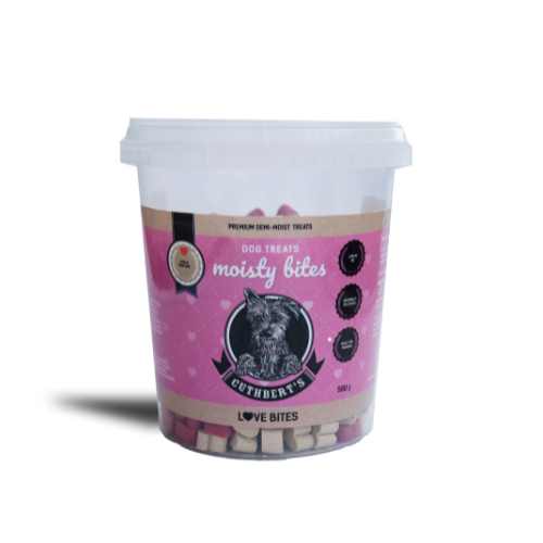 Cuthbert's Moisty Bites Dog Treats Love Bites Tub 500g Tub