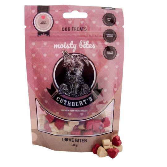 Cuthbert's Moisty Bites Dog Treats Love Bites Sachet 120g