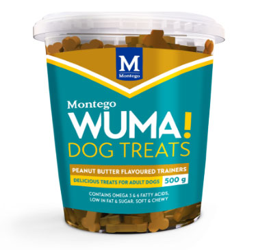 Montego Wuma Dog Treats Peanut Butter Trainers 500g