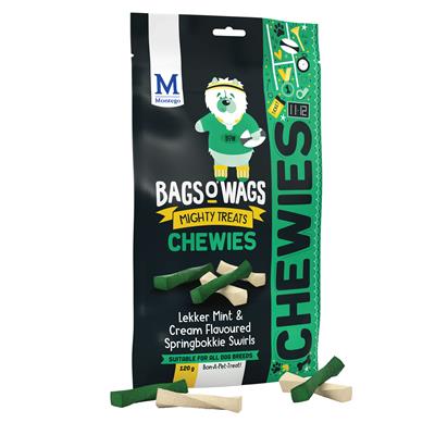 Montego Chewies Lekker Mint & Cream Flavoured Springbokkie Swirls 120g Sachet