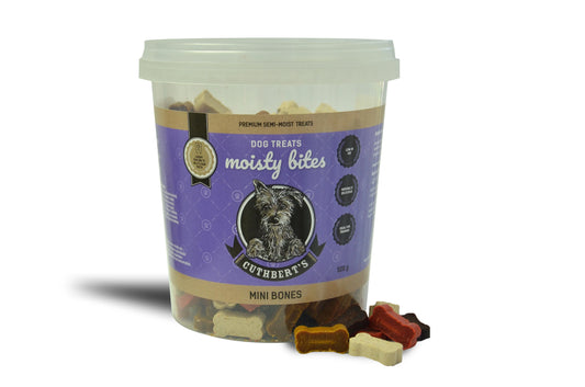 Cuthbert's Moisty Bites Dog Treats Mini Bones Tub 500g Tub
