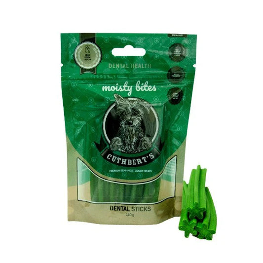 Cuthbert's Moisty Bites Dog Treats Dental Sticks Sachet 120g