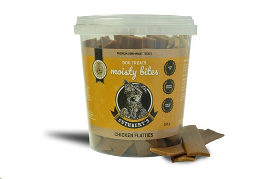Cuthbert's Moisty Bites Dog Treats Chicken Flatties Tub 500g Tub