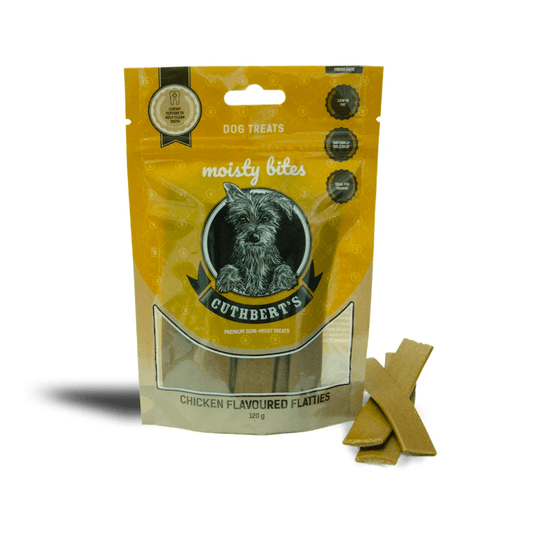 Cuthbert's Moisty Bites Dog Treats Chicken Flatties Sachet 120g