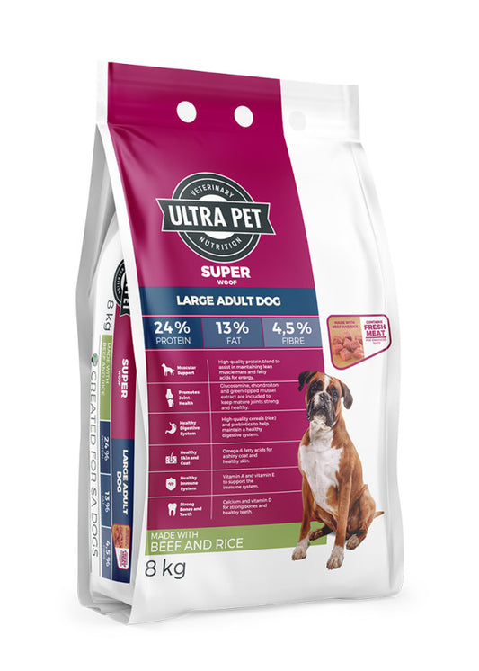 Ultra Pet Superwoof Large Adult Dog Beef & Rice 8 kg