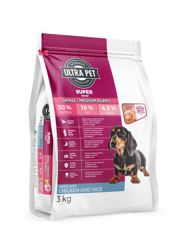 Ultra Pet Superwoof Small-Medium Puppy Chicken & Rice 3 kg